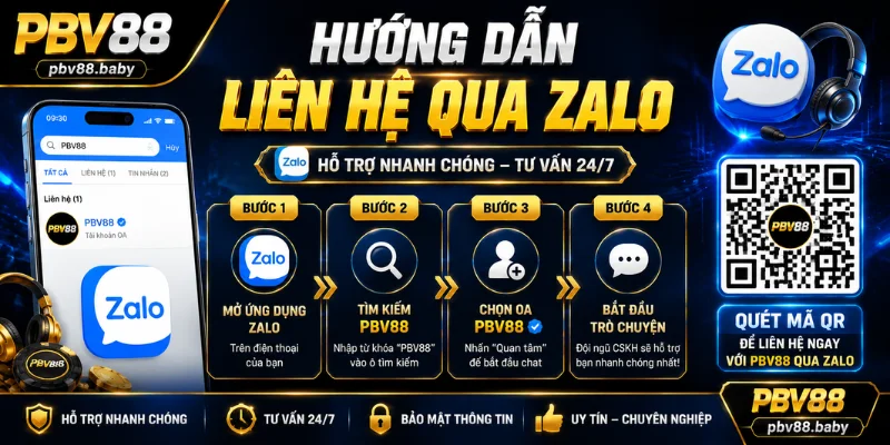 Phương thức liên hệ PBV88: Zalo